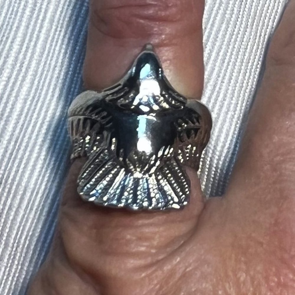 Silver Eagle Ring Mexico Eagle Mark - image 2